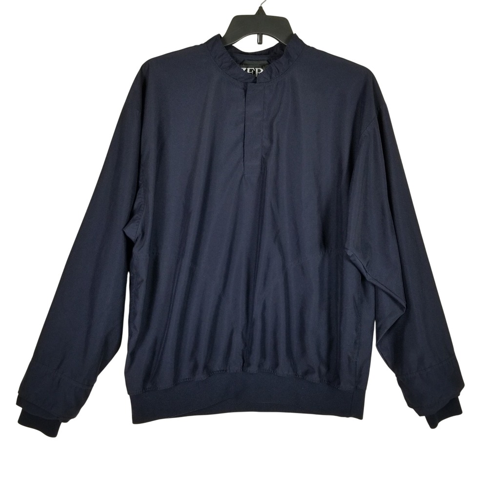 Zero Restriction Golf Pullover Mens L Navy Blue Windshirt Mock Neck Made in USA